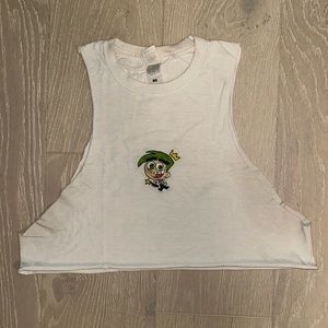Nickelodeon Fairly Odd Parents Cosmo Hand Stitched Crop Top Size Small
